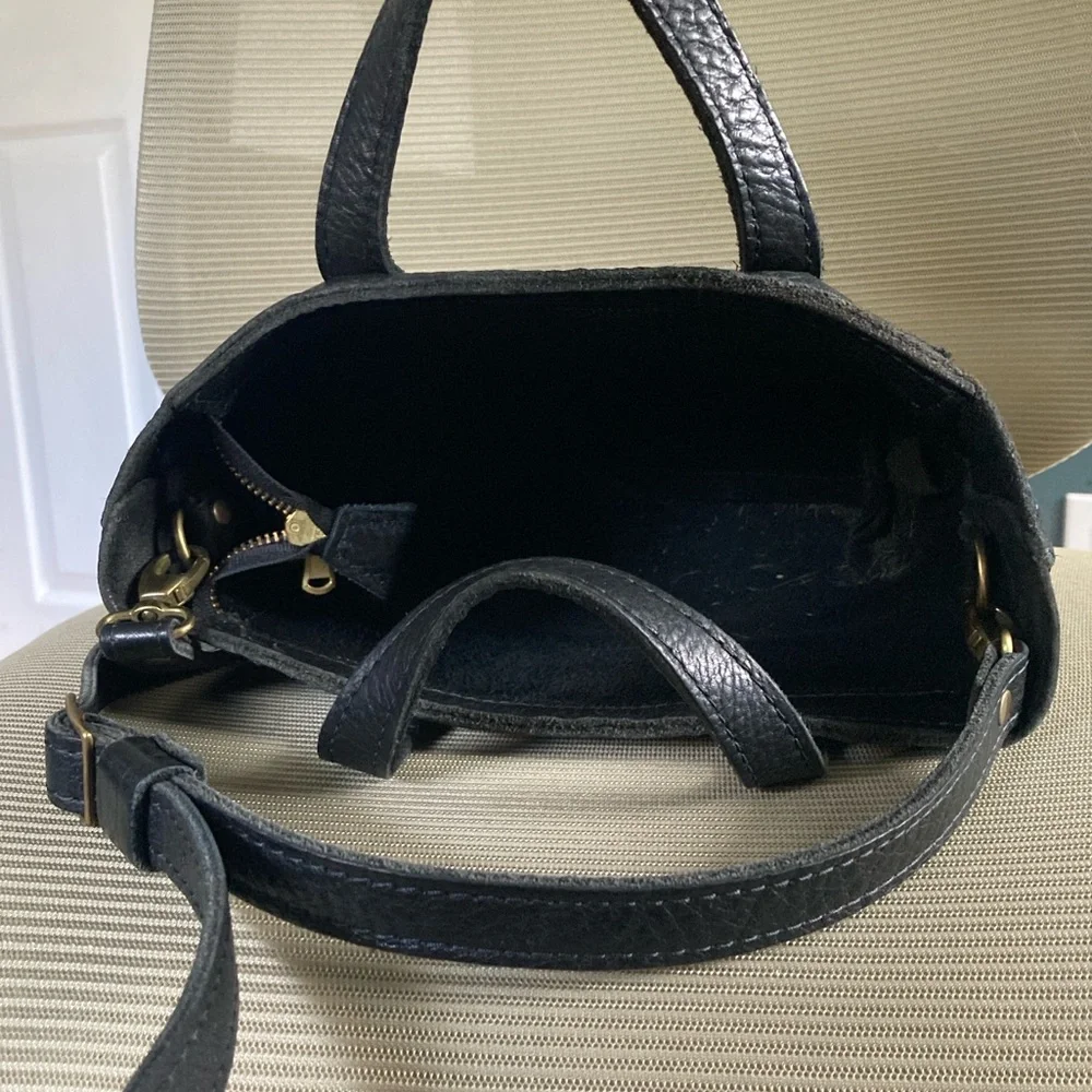 Portland Leather Mini Crossbody Tote Pebbled Black - Picture 7 of 12